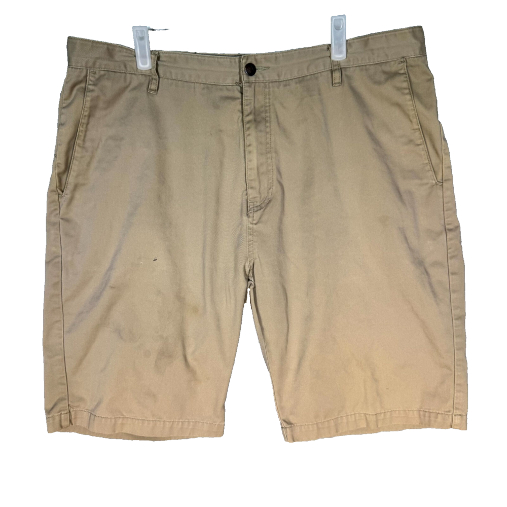 Volcom Chino Shorts Mens 38 Tan Flat Front Slash Pocket Classic Fit Mid Rise Zip